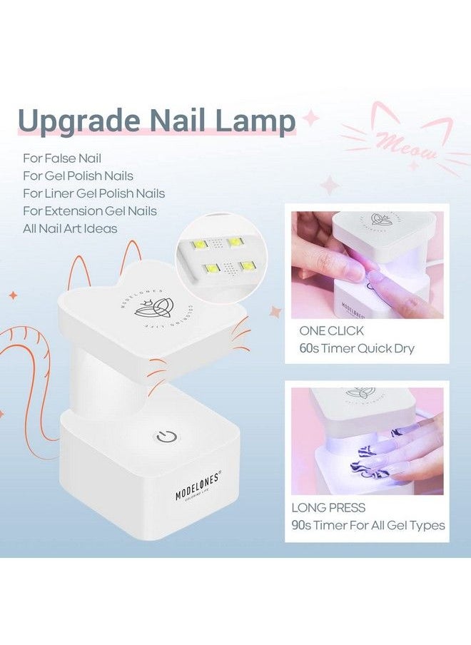 modelones - Nail Tips And Glue Gel Kit Gel X Nail Kit 4 In 1 Nail Glue Gel Ultraportable Led Nail Lamp With 500Pcs Coffin Nail Nail Prep Dehydrate And Diy Nail Art Tools Gel Nail Extension Kit - Image 1