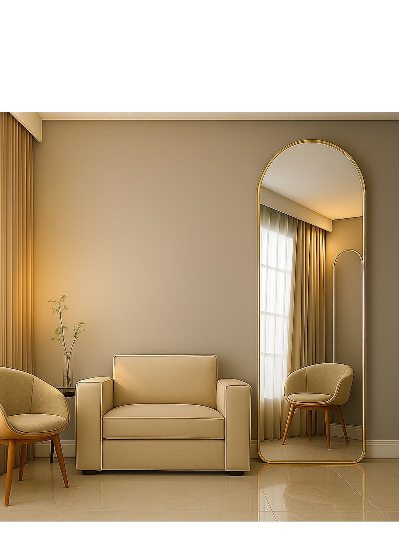 Y&D Gold 155*45cm Arched Full Length Mirror Floor Big Standing Mirror, Against Wall for Bedroom,Dressing and Wall-Mounted Thin Frame Mirror  - Image 3