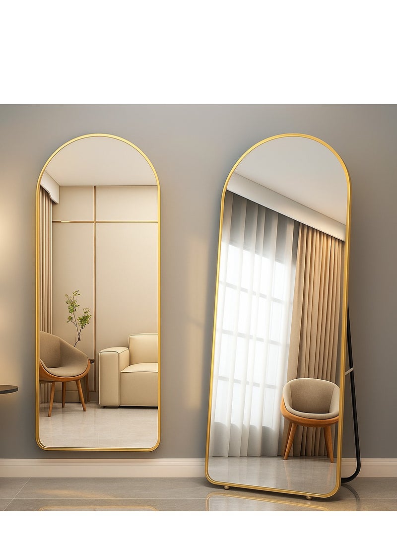Y&D Gold 155*45cm Arched Full Length Mirror Floor Big Standing Mirror, Against Wall for Bedroom,Dressing and Wall-Mounted Thin Frame Mirror  - Image 2