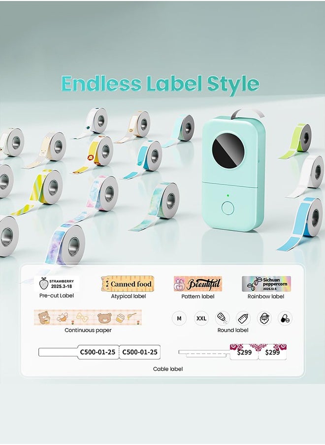 phomemo D30 Label Maker Machine, Portable Bluetooth Mini Label Printer, Smart Phone Handheld Thermal Sticker Small Labeler Multiple Templates Font Icon Inkless, 1000mAh Battery,Waterproof Labels with Free App for Home Office,with 1 Roll Paper  - Image 5