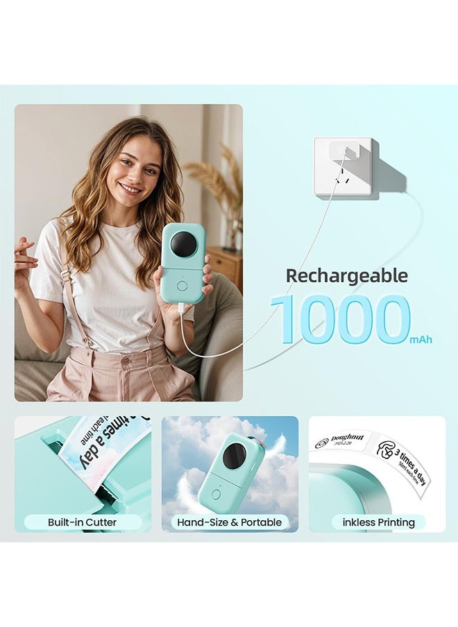 D30 Label Maker Machine, Portable Bluetooth Mini Label Printer, Smart Phone Handheld Thermal Sticker Small Labeler Multiple Templates Font Icon Inkless, 1000mAh Battery,Waterproof Labels with Free App for Home Office,with 1 Roll Paper