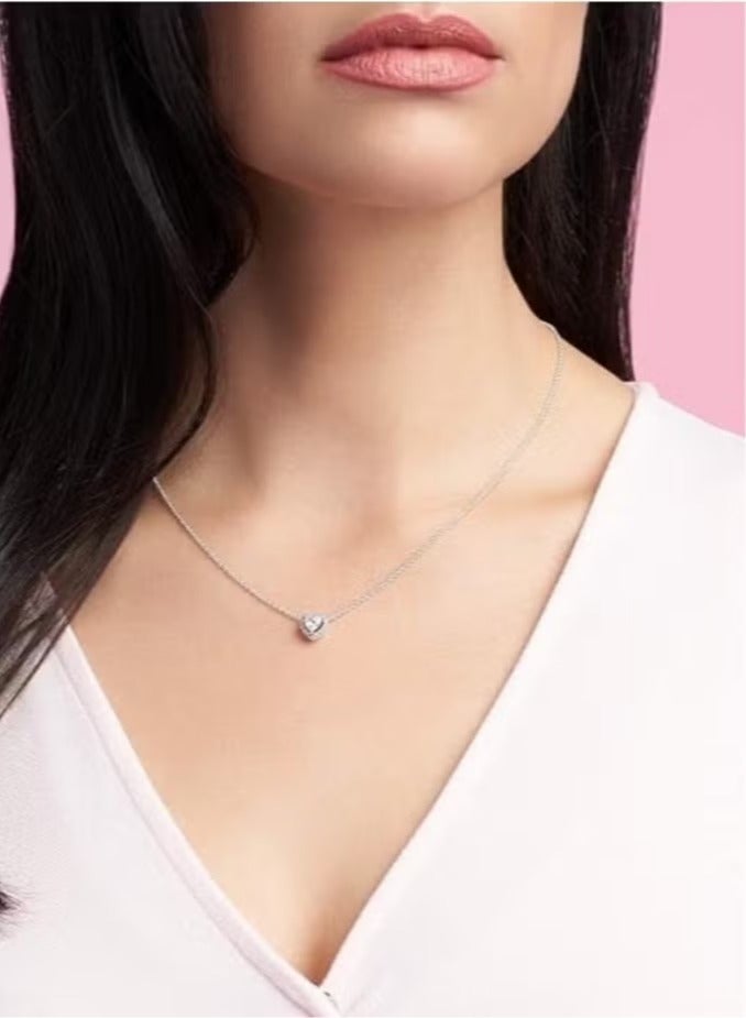 تشوميل قلادة من الفضة الإسترلينية عيار 925 على شكل قلب مرصعة بالزركونيا المكعبة للنساء بطول 45 سم - Image 4