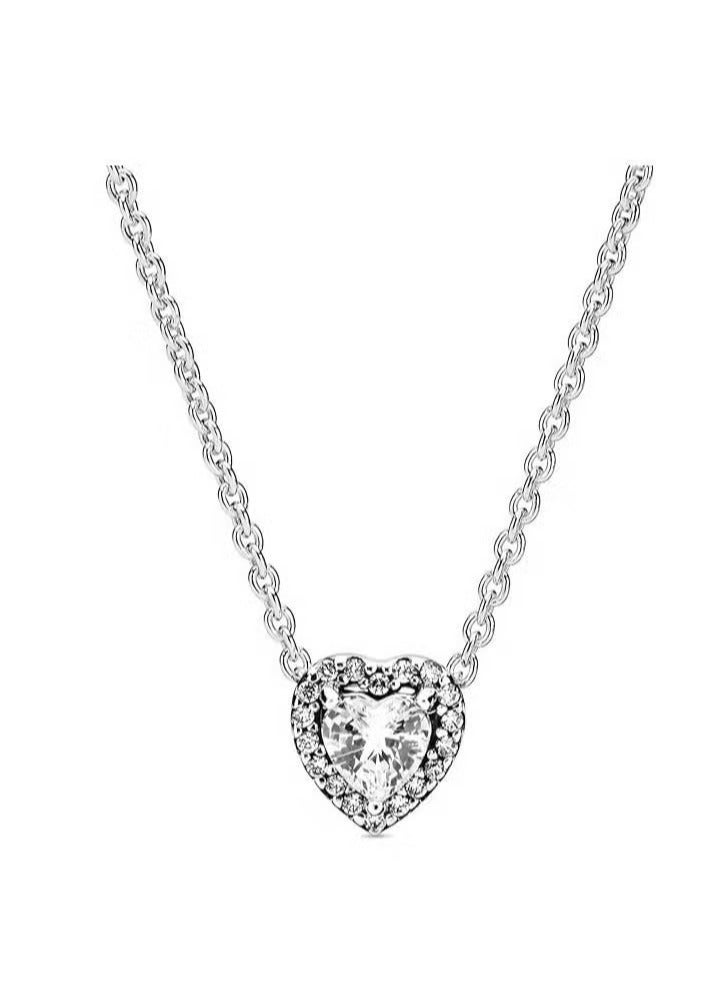 تشوميل قلادة من الفضة الإسترلينية عيار 925 على شكل قلب مرصعة بالزركونيا المكعبة للنساء بطول 45 سم - Image 1