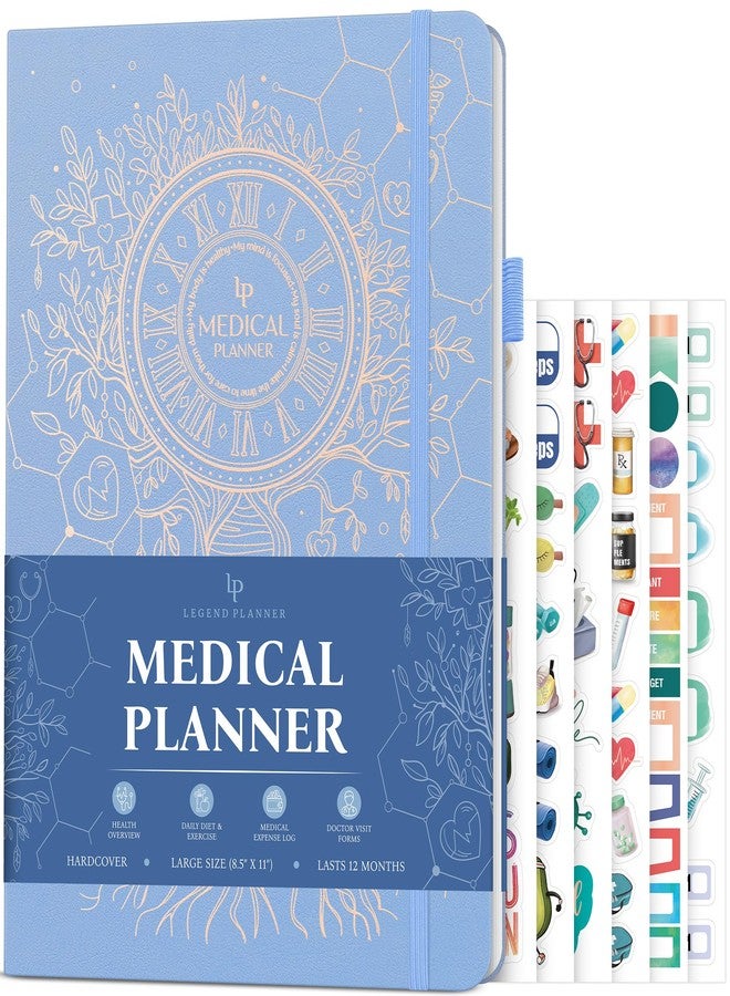 Legend Planner Legend Medical Planner - 12-Month Health Tracker Journal to Track Meals, Symptoms, Blood Pressure, Lab Test Results - Med & Wellness Notebook for Daily Self-Care & Health Goals (Periwinkle) - Image 1