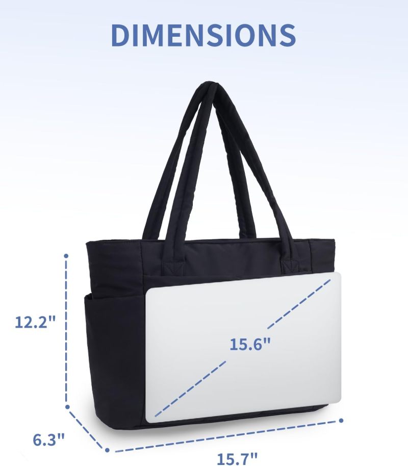 Padded Travel Tote: 20L Spacious Black Bag, Glass-Friendly 1.2L Elastic Cup Holder, 15.6-Inch Laptop Compartment - Ultra Lightweight 0.5kg Durable Material, Organized Multiple Pockets for Work, Gym, B - Image 5
