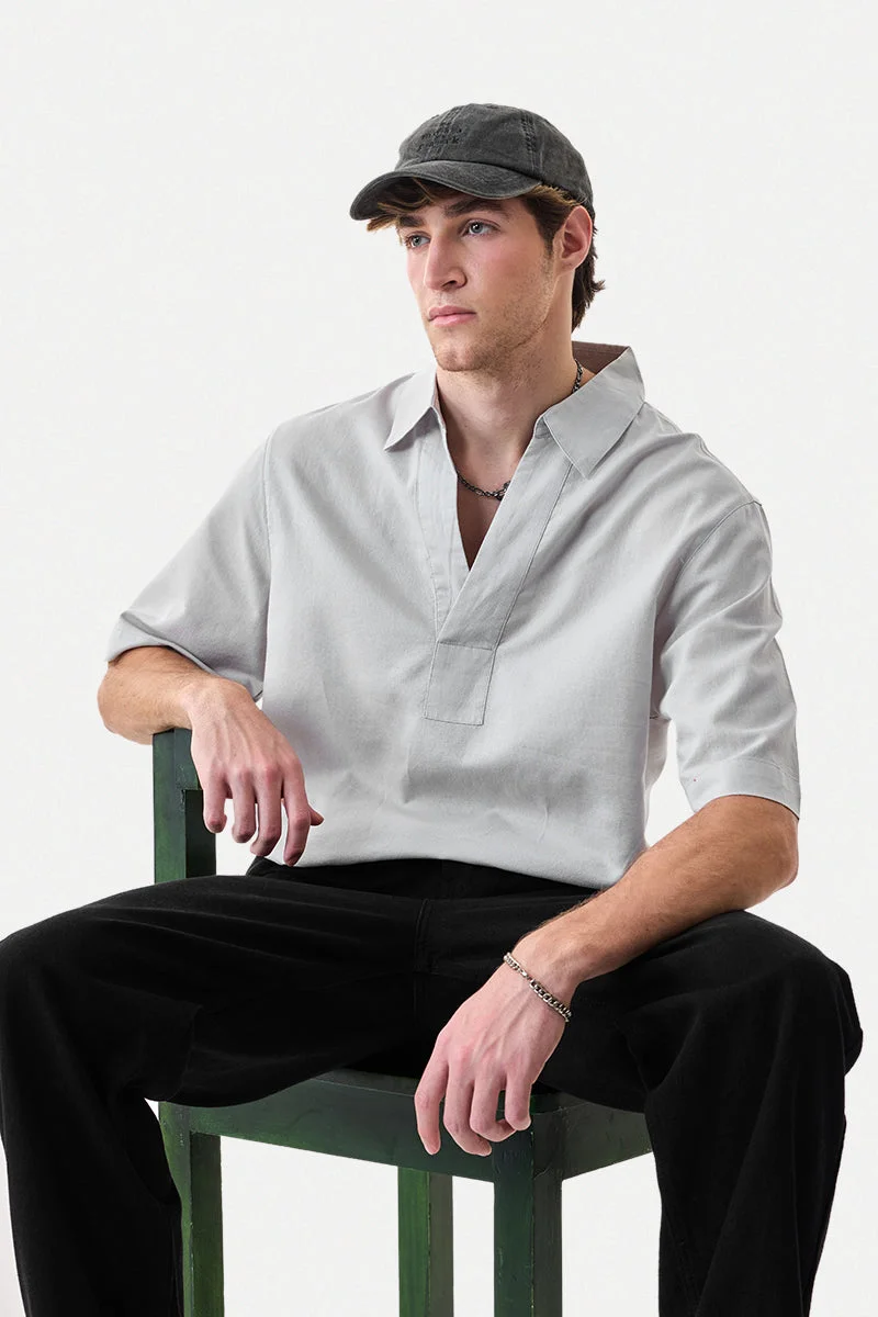 SNITCH Linen Blend Box Fit Popover Shirt