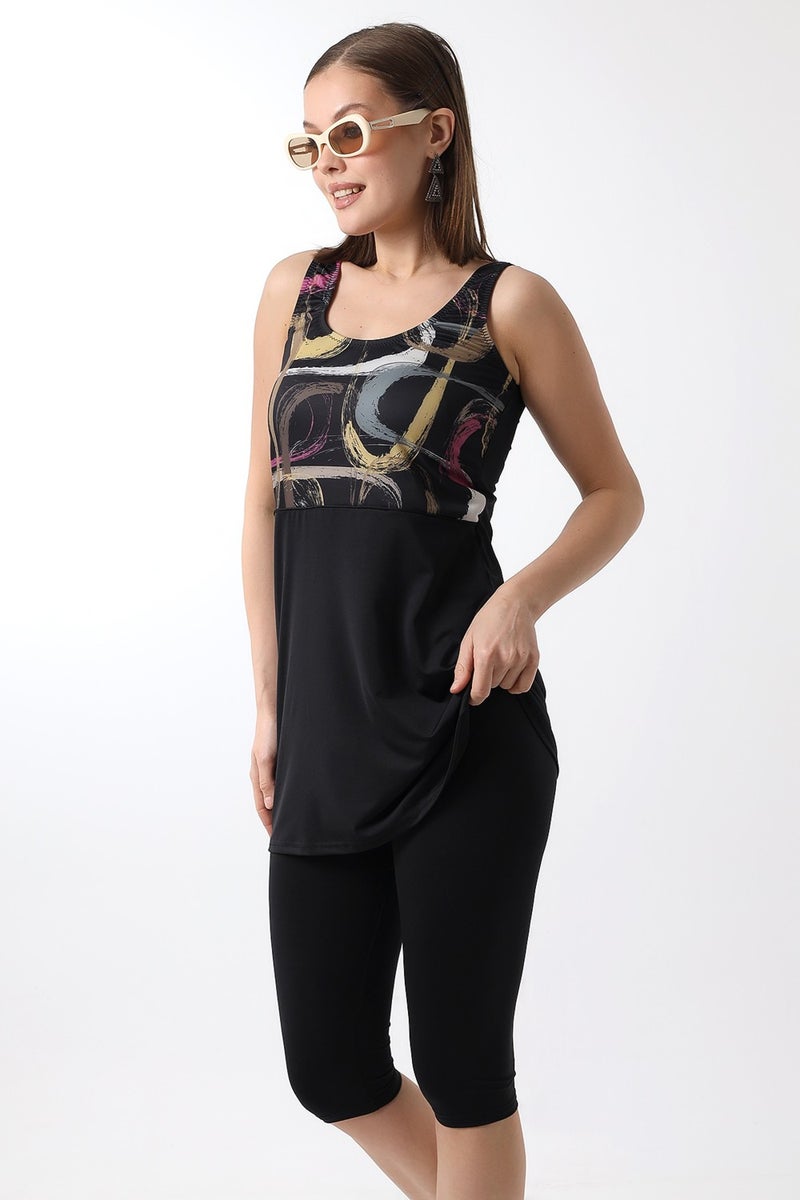 Aykum , Tights Dressed Patterned Swimsuit with Intermediate Bias - Image 3