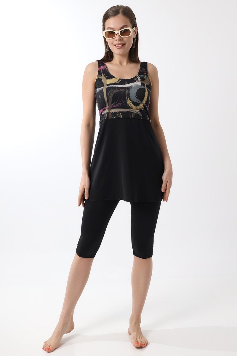 Aykum , Tights Dressed Patterned Swimsuit with Intermediate Bias - Image 1