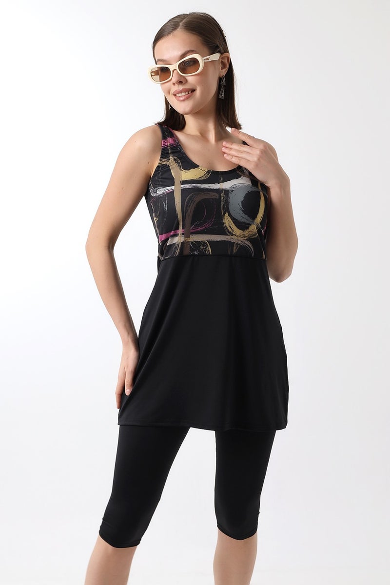 Aykum , Tights Dressed Patterned Swimsuit with Intermediate Bias - Image 2
