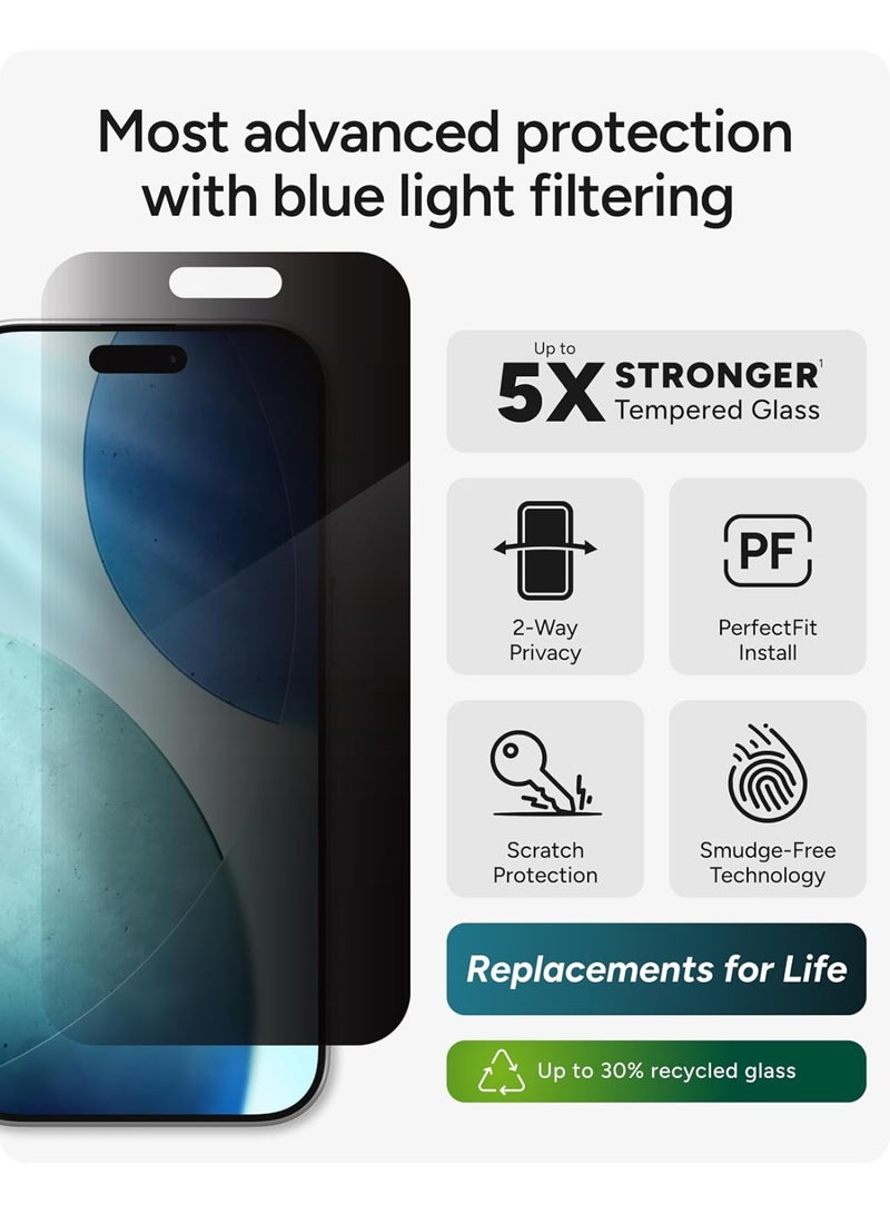 زاج واقي الشاشة الزجاجي InvisibleShield Elite Privacy متوافق مع هاتف Apple iPhone 17 Pro - Image 2