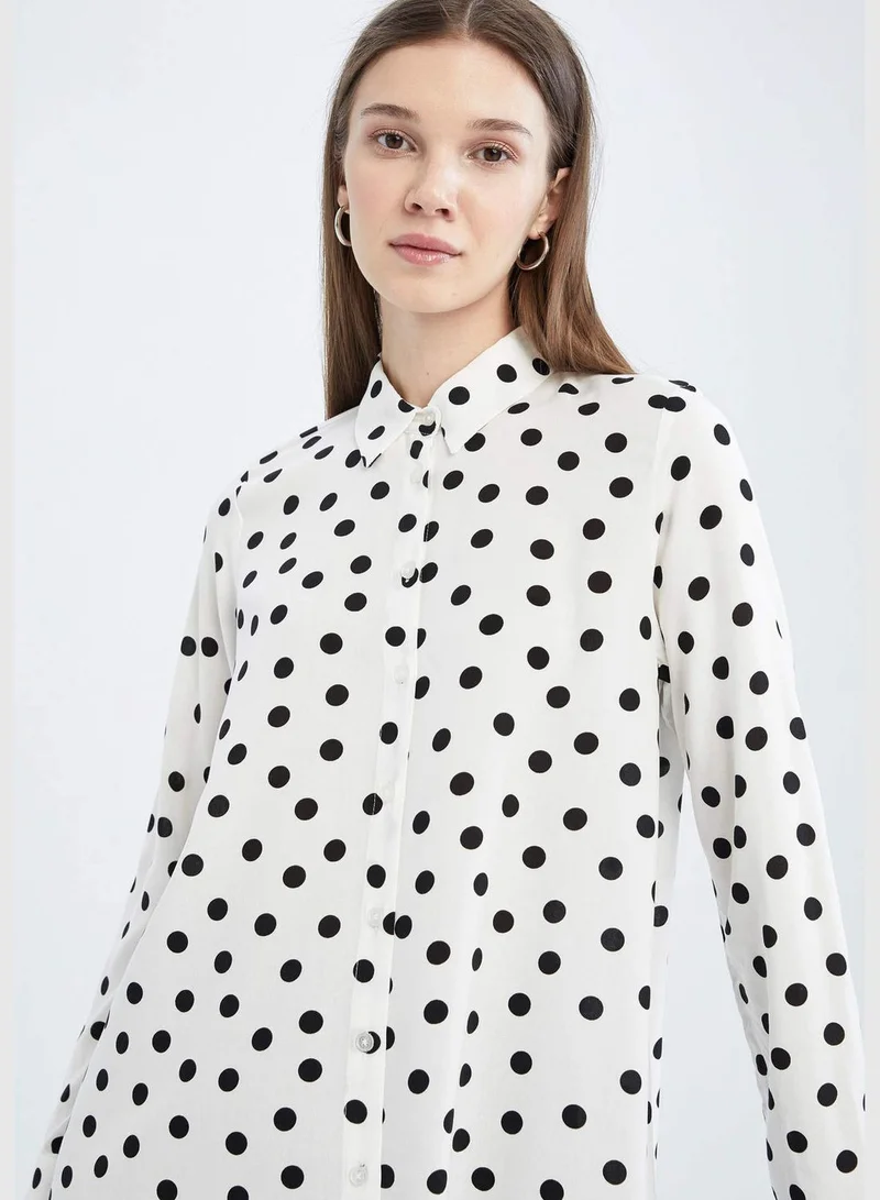 ديفاكتو Regular Fit Long Sleeve Polka Dot Printed Tunic