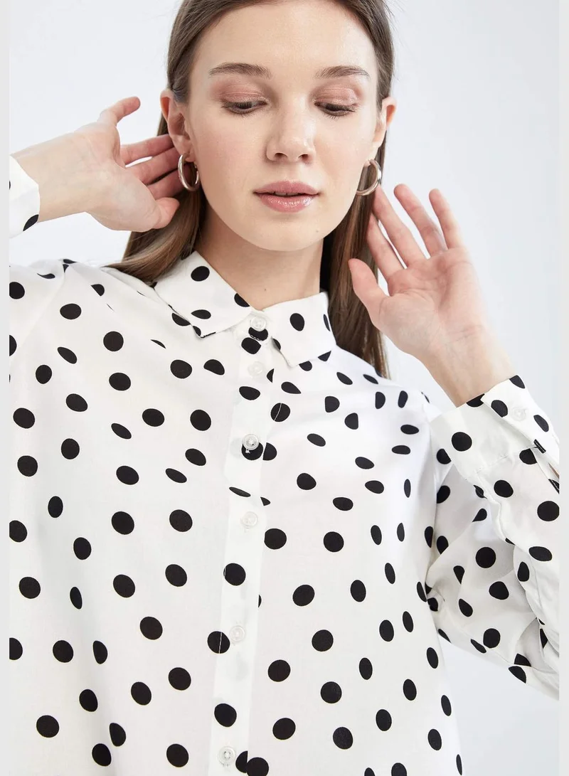ديفاكتو Regular Fit Long Sleeve Polka Dot Printed Tunic