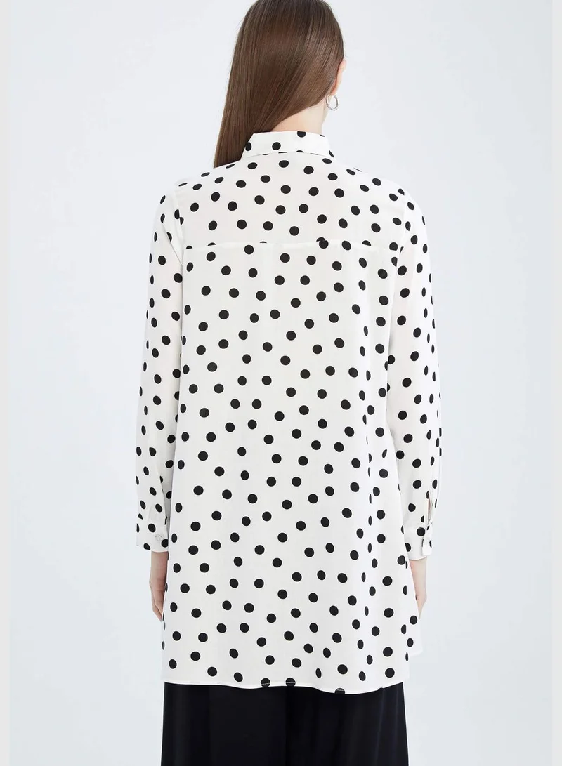 ديفاكتو Regular Fit Long Sleeve Polka Dot Printed Tunic