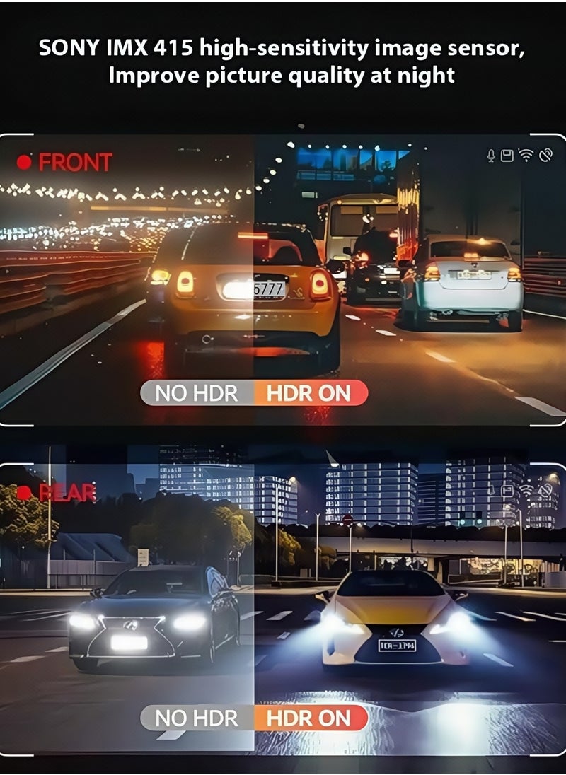 Generic - 4K+1080P Dual Dash Cam with Sony High-Sensitivity Sensor, WiFi & Smart APP Control, Built-in 128GB U3 High-Speed Storage, Features Loop Recording, Night Vision, and Parking Monitor. - Image 1