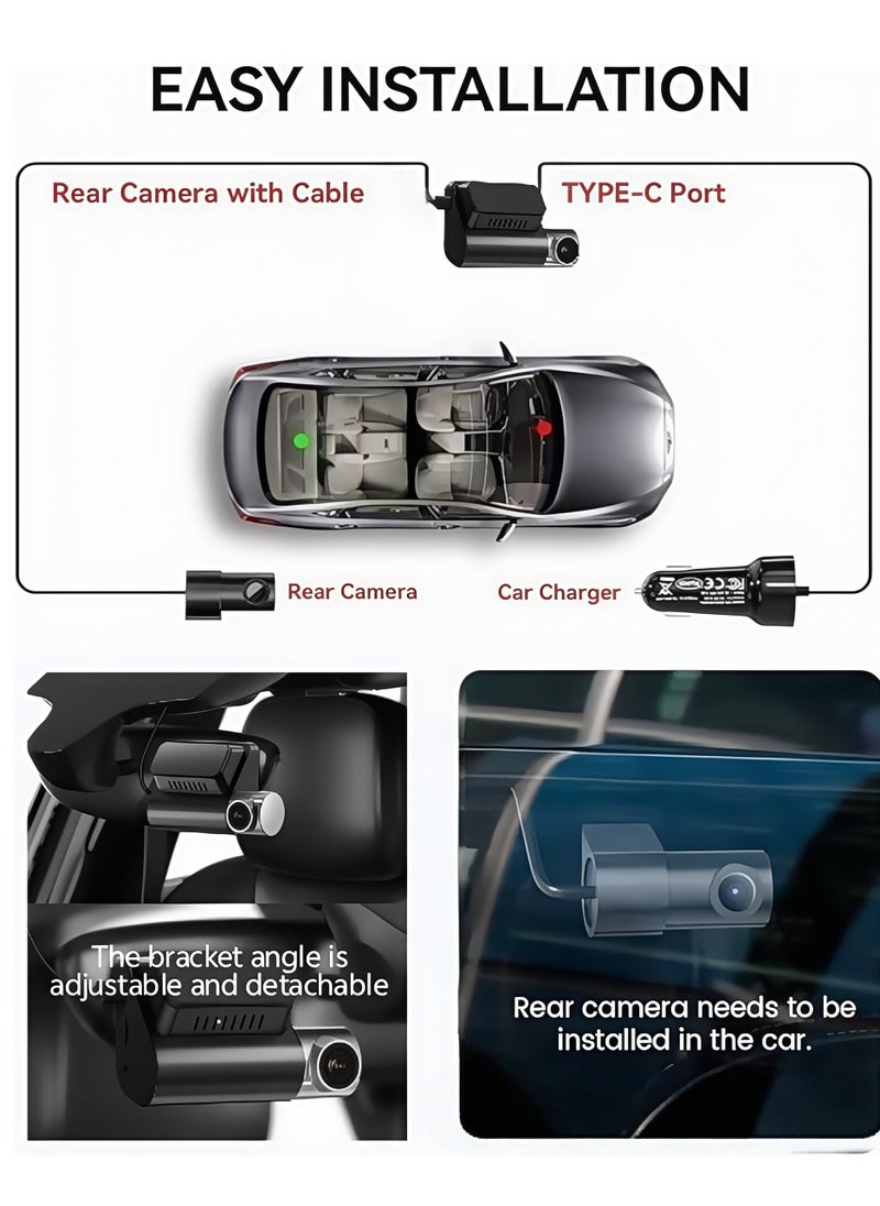 Generic - 4K+1080P Dual Dash Cam with Sony High-Sensitivity Sensor, WiFi & Smart APP Control, Built-in 128GB U3 High-Speed Storage, Features Loop Recording, Night Vision, and Parking Monitor. - Image 1