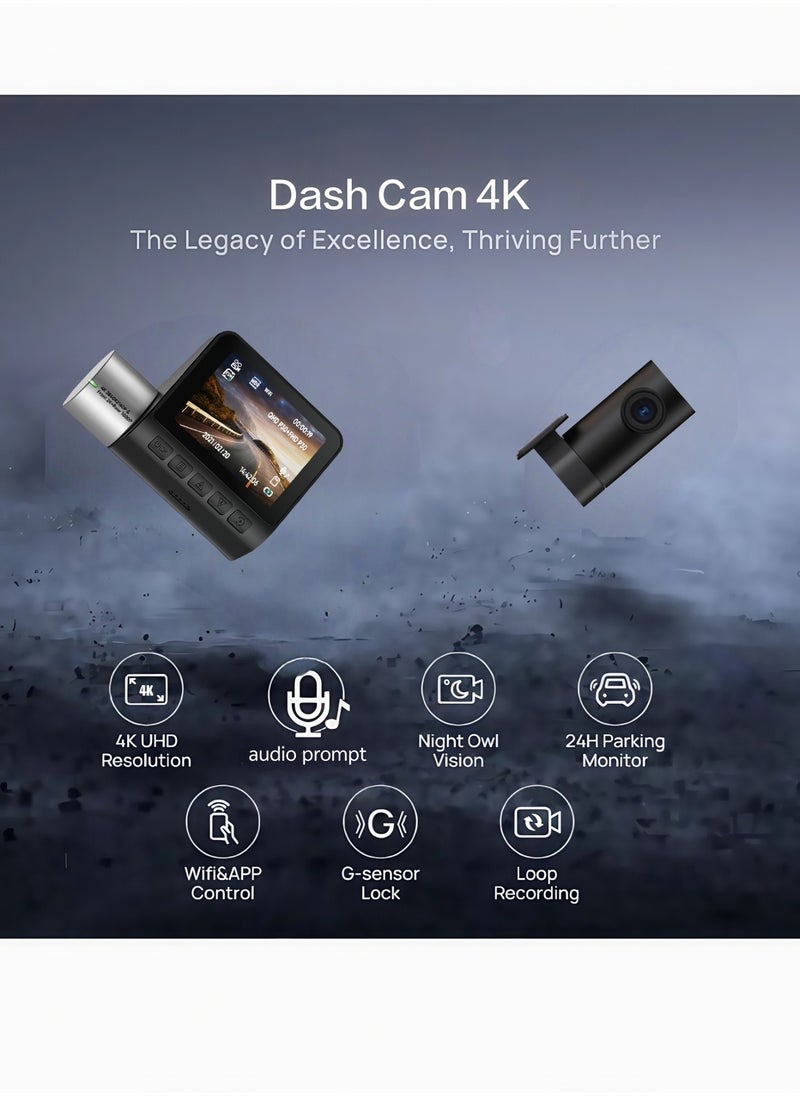 Generic - 4K+1080P Dual Dash Cam with Sony High-Sensitivity Sensor, WiFi & Smart APP Control, Built-in 128GB U3 High-Speed Storage, Features Loop Recording, Night Vision, and Parking Monitor. - Image 1