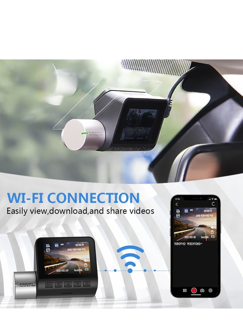 Generic - 4K+1080P Dual Dash Cam with Sony High-Sensitivity Sensor, WiFi & Smart APP Control, Built-in 128GB U3 High-Speed Storage, Features Loop Recording, Night Vision, and Parking Monitor. - Image 1