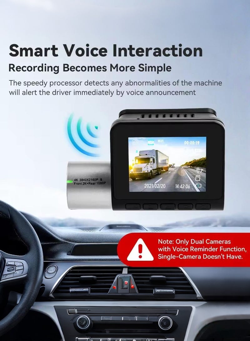 Generic Dash Cam Front and Rear, 4KFull HD Dash Cam, Free 128GB Card, Built-in Wi-Fi GPS, 3-inch IPS Screen, Night Vision, 170° Wide Angle, WDR, 24-hour Parking Mode  - Image 2