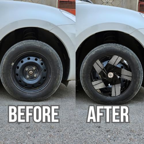 PRIGAN Wheel Cover for Universal Silver Black Wheel Cover 16" for All 16 Inch Cars (Set of 4 Pcs) (Press Fitting) Model Name- Starex DC 16 - Image 3