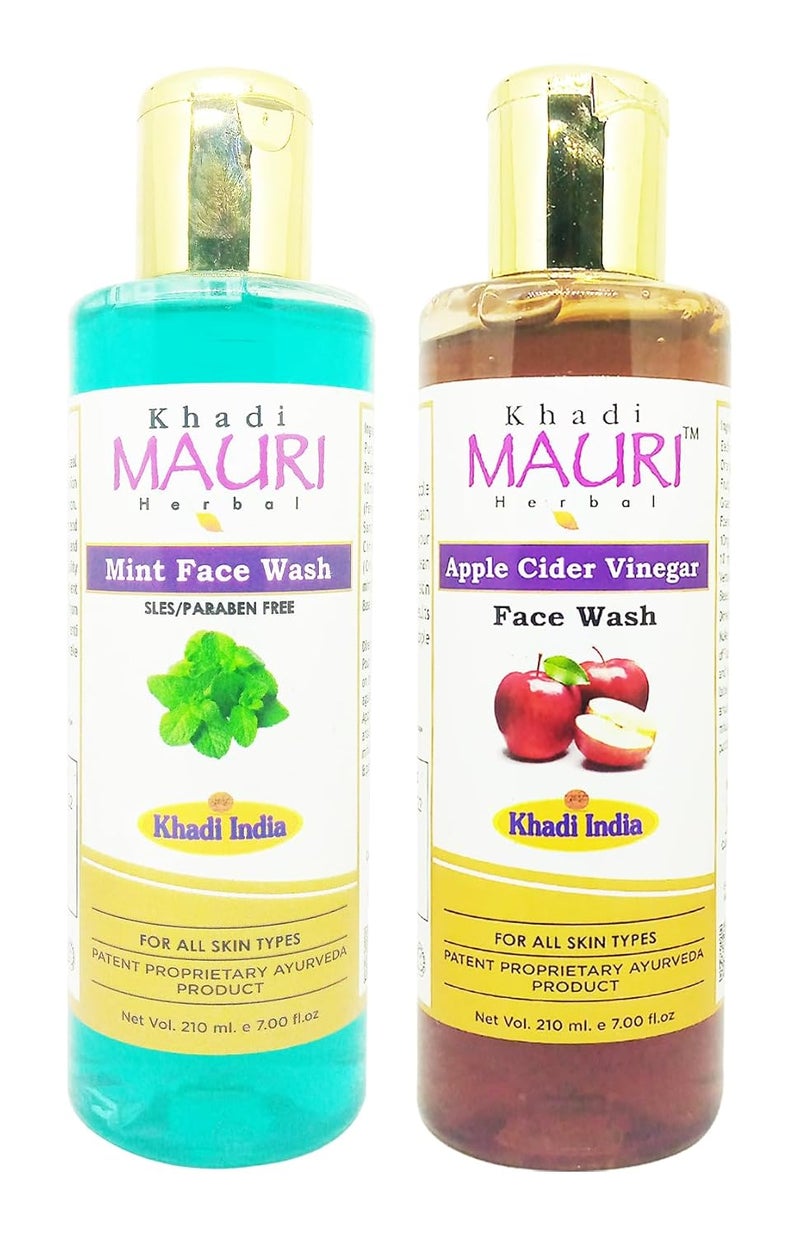 Khadi Mauri Fairness Mint Apple Cider Vinegar face wash Pack of 2 420ml