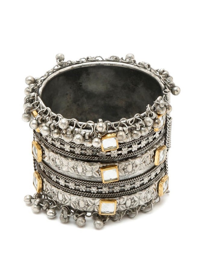 YouBella YouBella Jewellery for Women Celebrity Inspired Oxidised Silver Plated Cuff Bracelet Bangle for Women and Girls (Style 4)  - Image 1