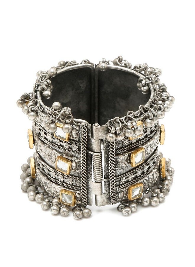 YouBella YouBella Jewellery for Women Celebrity Inspired Oxidised Silver Plated Cuff Bracelet Bangle for Women and Girls (Style 4)  - Image 2