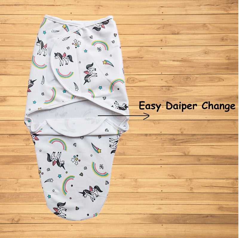 MammaChamp Strap Closer Adjustable Swaddle/Wrapper and Zip Sleeping Sack Bag Wrap for Newborn Baby 0-4 Months Rainbow Swaddle+Pink Pod (Pack of 2) - Image 5