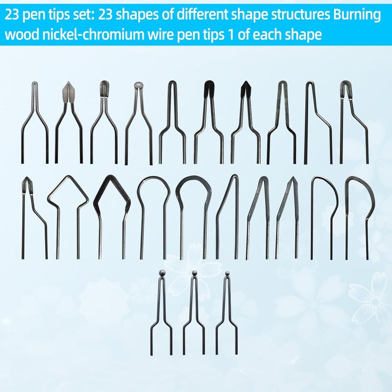 FIRElood Globally trusted affordable quality 23pcs Wood Burning Kit,Wood Burning Tips Wood Burner tip,Burning Tool Wood Burning High impedance Nickel-Chromium Wire Pen tip Wood Burning Tool Pen tip can Replace Accessories (Pen tips-1-23 Kinds) Transit & use compatible - Image 2