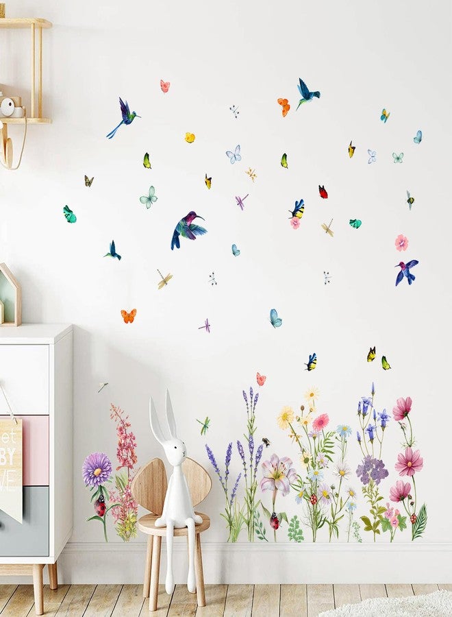 Supzone Flowers Butterflies Wall Decals Chrysanthemums Dragonflies Wall Stickers Peel and Stick Colorful Flower Stickers Elegant Wall Stickers & Murals for Girls Bedroom, Living Room Decor - Image 5