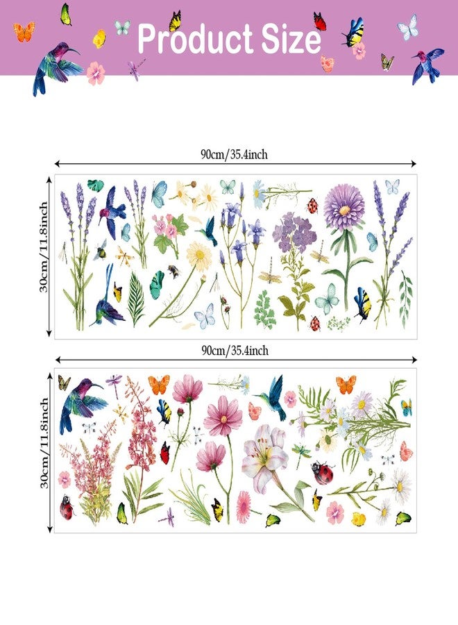 Supzone Flowers Butterflies Wall Decals Chrysanthemums Dragonflies Wall Stickers Peel and Stick Colorful Flower Stickers Elegant Wall Stickers & Murals for Girls Bedroom, Living Room Decor - Image 2