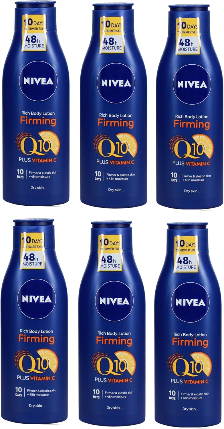 6x NIVEA Q10 Firming Rich Body Lotion with Vitamin C 250ml Dry Skin