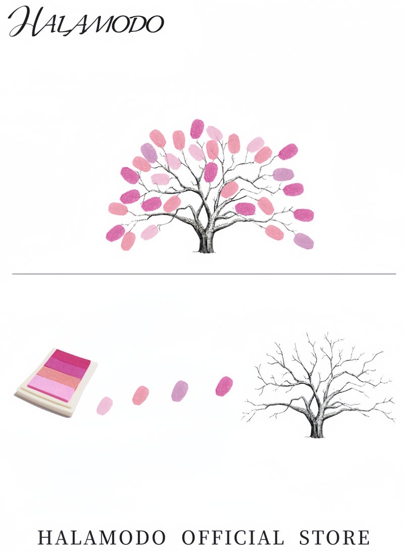 هالامودو ملصق حائط شجرة بصمات الأصابع للكشف عن جنس المولود، كتاب ضيوف حفل استقبال المولود، أفكار لحفل الكشف عن جنس المولود، تذكار الكشف عن جنس المولود، لعبة تذكارية للكشف عن جنس المولود - Image 4