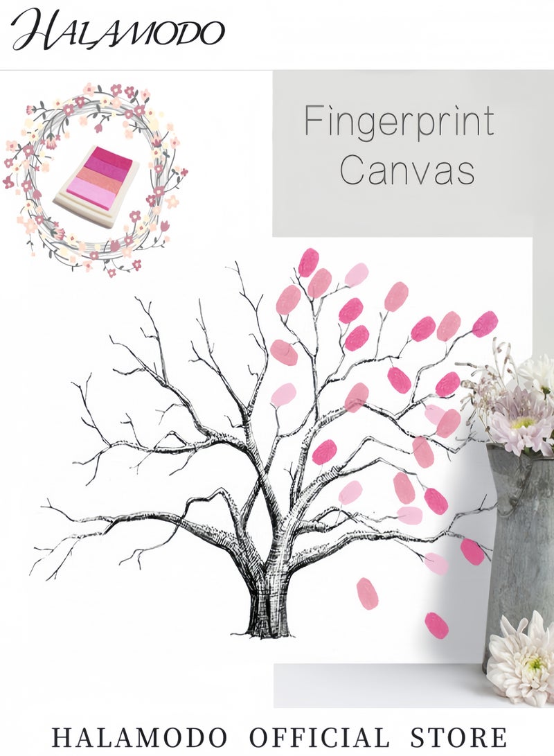 هالامودو ملصق حائط شجرة بصمات الأصابع للكشف عن جنس المولود، كتاب ضيوف حفل استقبال المولود، أفكار لحفل الكشف عن جنس المولود، تذكار الكشف عن جنس المولود، لعبة تذكارية للكشف عن جنس المولود - Image 2