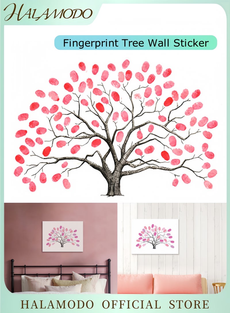 هالامودو ملصق حائط شجرة بصمات الأصابع للكشف عن جنس المولود، كتاب ضيوف حفل استقبال المولود، أفكار لحفل الكشف عن جنس المولود، تذكار الكشف عن جنس المولود، لعبة تذكارية للكشف عن جنس المولود - Image 1