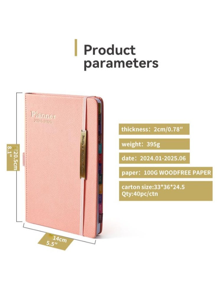 Arabest - Academic Weekly & Monthly Planner Daily Planner with Monthly Tabs, Leather Cover + Month Label + Thick Paper + Elasticated String on the side - Image 1
