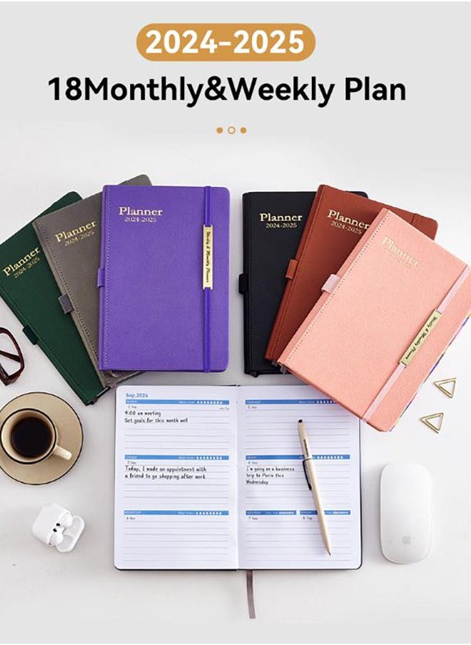 Arabest - Academic Weekly & Monthly Planner Daily Planner with Monthly Tabs, Leather Cover + Month Label + Thick Paper + Elasticated String on the side - Image 1