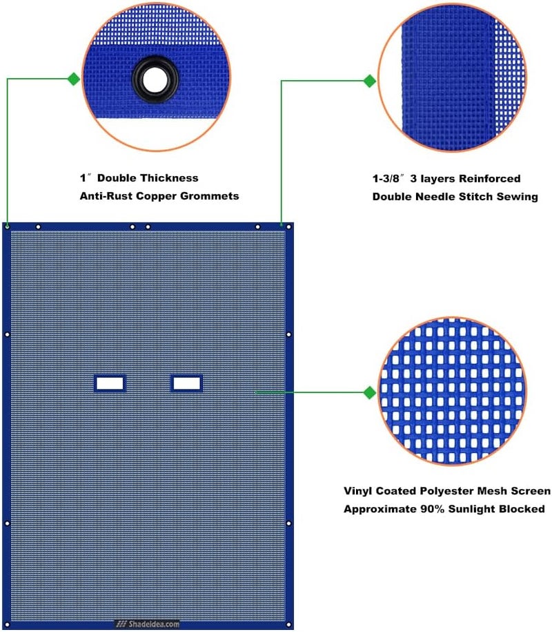 Shadeidea JK Sun Shade Top for Jeep Wrangler JKU (2007-2018) - Blue Soft Mesh Roof Cover - Image 4