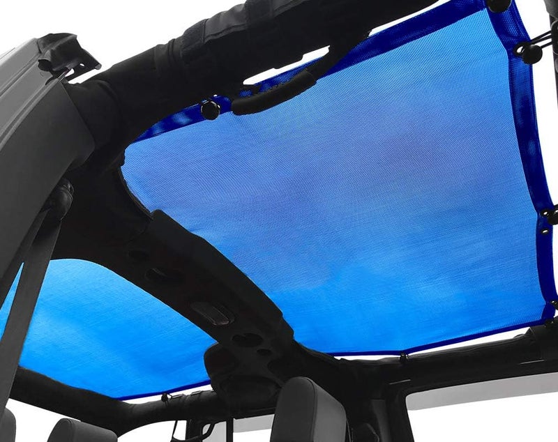 Shadeidea JK Sun Shade Top for Jeep Wrangler JKU (2007-2018) - Blue Soft Mesh Roof Cover - Image 2
