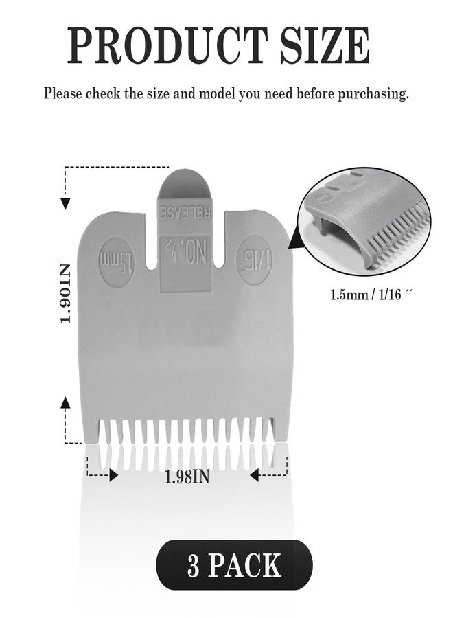 CHAR YONG Replacement for Wahl Professional Color Coded Clipper Guide Comb Attachment #1/2, 1/16", 1.5mm （3 pack） - Image 2