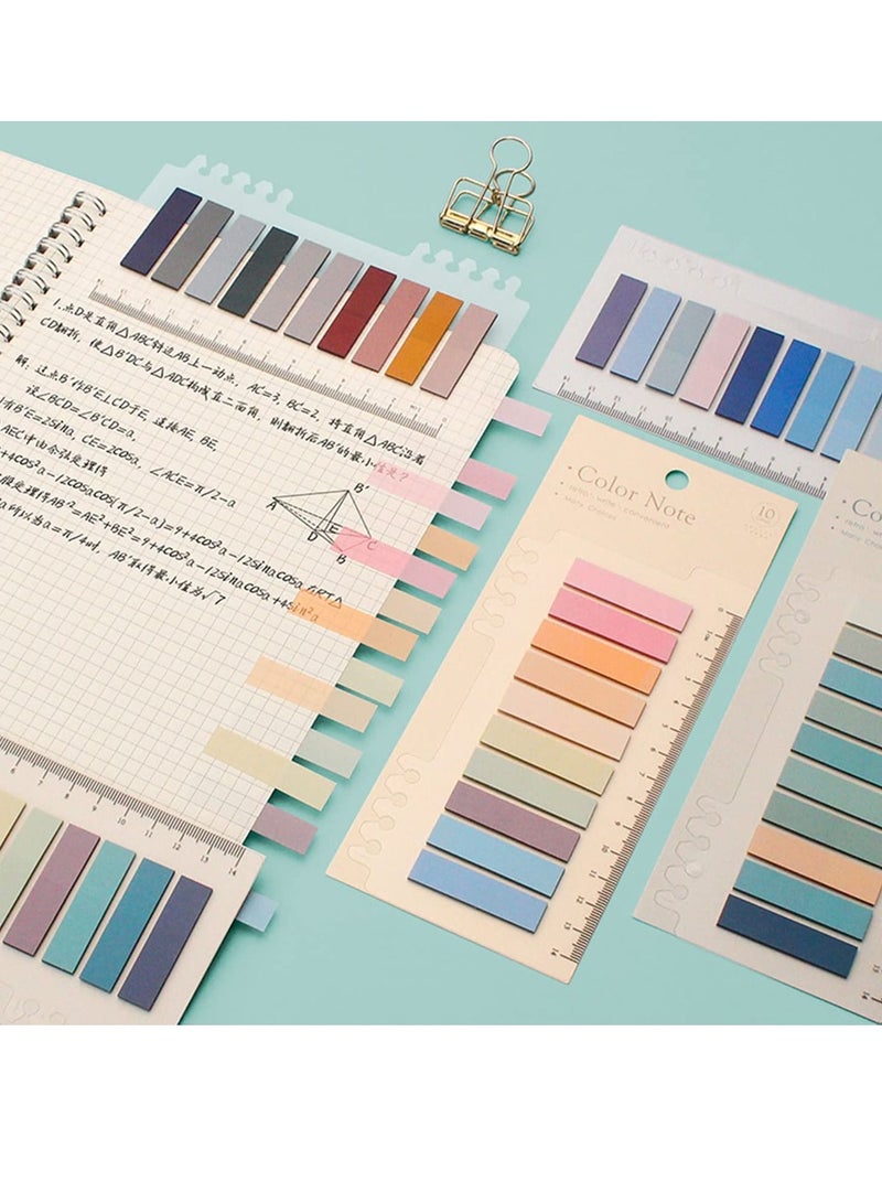SYOSI Page Markers Sticky Index Tabs, 6 Sheets Morandi Strip, Writable Notes with Ruler for Marking Classify File, Sticks Securely, Removes Cleanly 1200 Pcs - Image 3