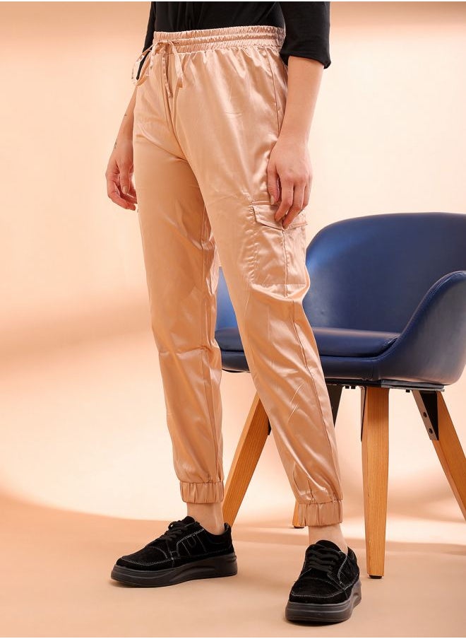 Freehand Women Regular Fit Solid High-Rise Cargo Joggers  - Image 3