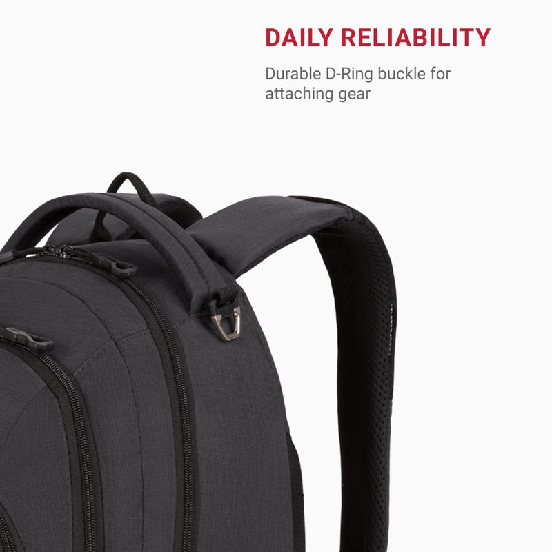 SwissGear 1186 Special Edition 13â€ Laptop Backpack â€“ Grey â€“ Compact Tech Bag with Reflective Accents â€“ Multiple Organizer Pockets with Bungee Cords & D-ring Attachment Point - Image 4