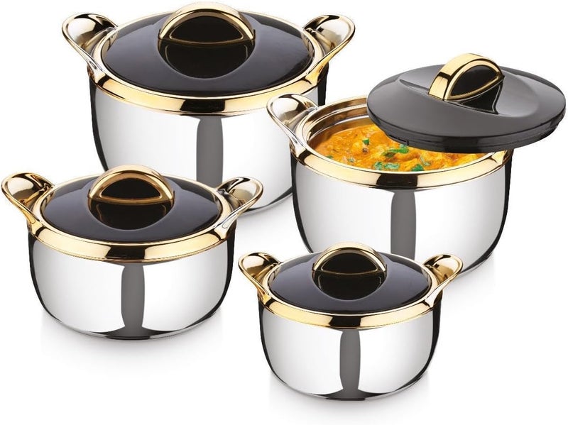 UTC LA1839 Livonia Steel Hotpot 4PC Set with Gold Line (1500/2000/2500/3000) - Image 1
