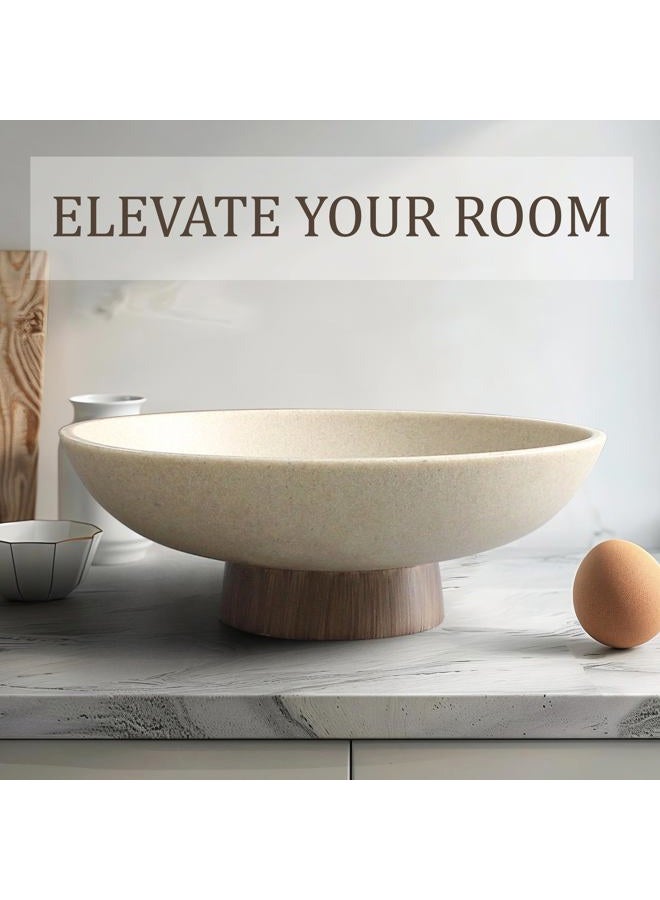 LIN CHUAN Large Decorative Bowl, Modern Resin Pedestal Bowl for Home Decor,Brown - Image 4