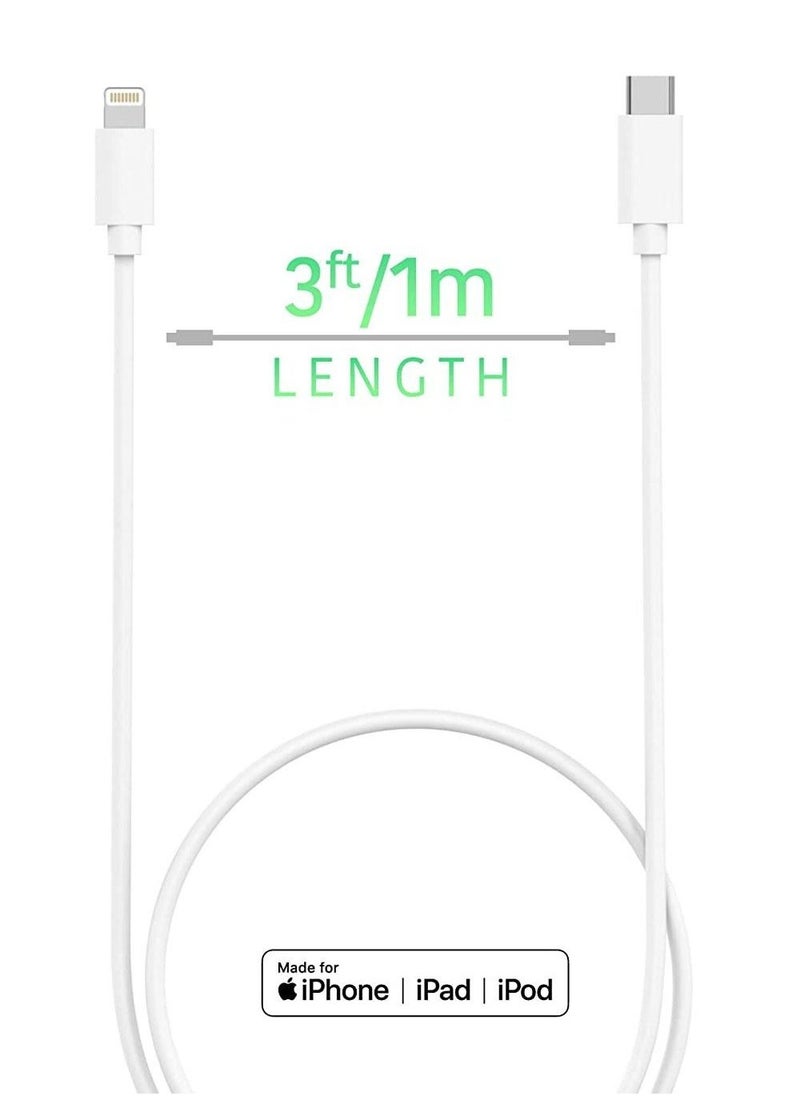 Raxoom USB C to Lightning Cable [MFi Certified] Compatible with iPhone 13 Pro Max/12/11 Pro/X/XS/XR/8 Plus/AirPods Pro, Supports Power Delivery, 1M, White  - Image 2