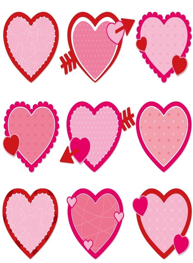 Lonfliness 72pcs Valentine's Day Bulletin Board Decorations Valentines Day Party Decor Paper Hearts Cutouts for Themes Bulletin Board Classroom School Wedding Anniversary Party Supplies 9 Designs - Image 1
