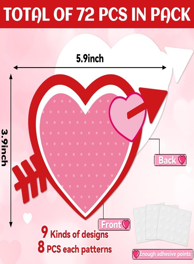 Lonfliness 72pcs Valentine's Day Bulletin Board Decorations Valentines Day Party Decor Paper Hearts Cutouts for Themes Bulletin Board Classroom School Wedding Anniversary Party Supplies 9 Designs - Image 2