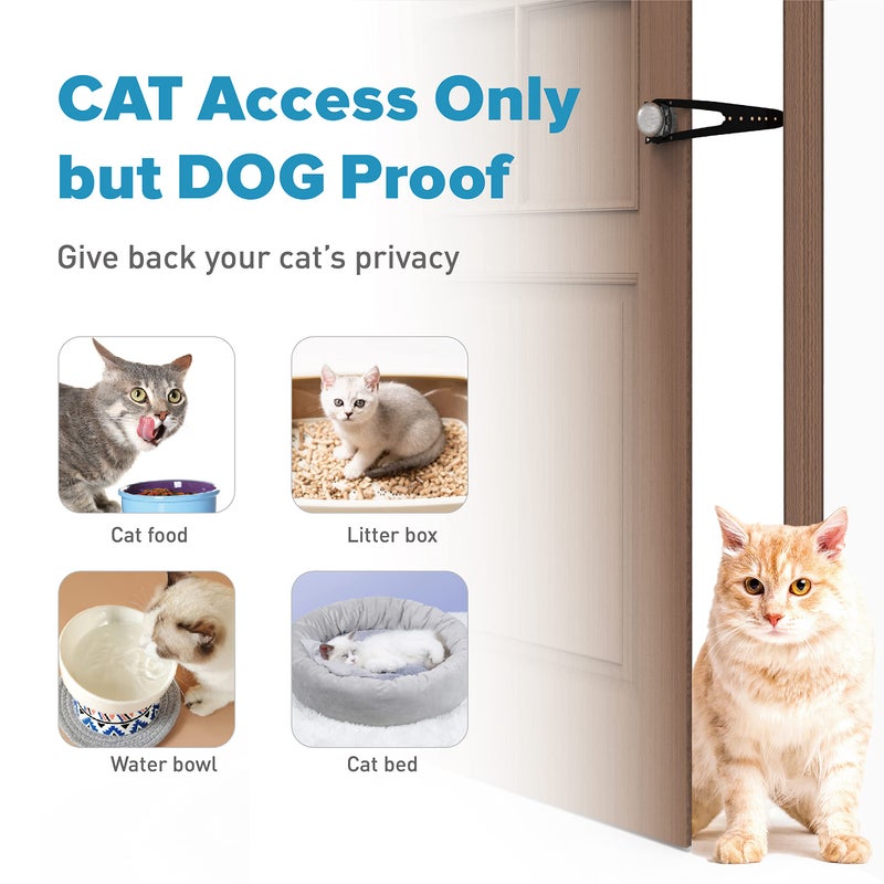 Neobay Cat Door Latch with Stabilizer, 7 Sizes Adjustable Cat Door Holder Latch, Keeps Dog Out of Litter Box, No-Drill Alternative to Pet Gates & Interior Cat Door, Black, 2 Packs - Image 4
