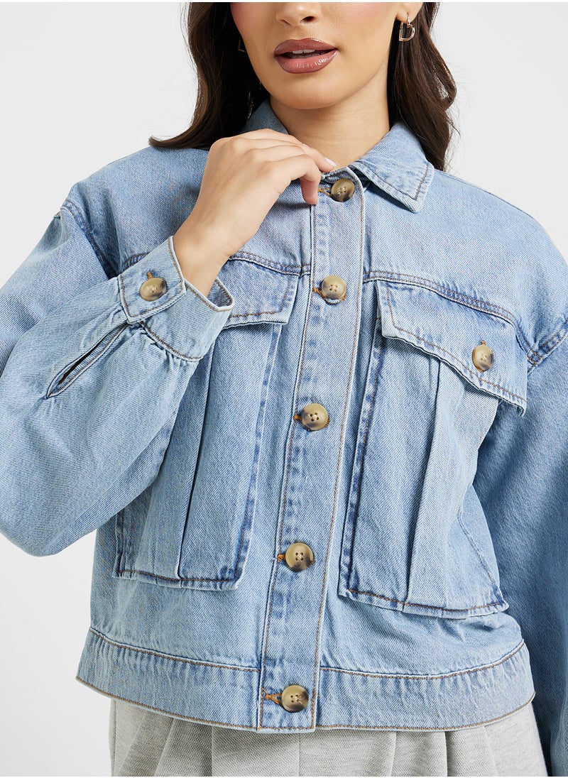 VERO MODA Pocket Detail Denim Jacket  - Image 3