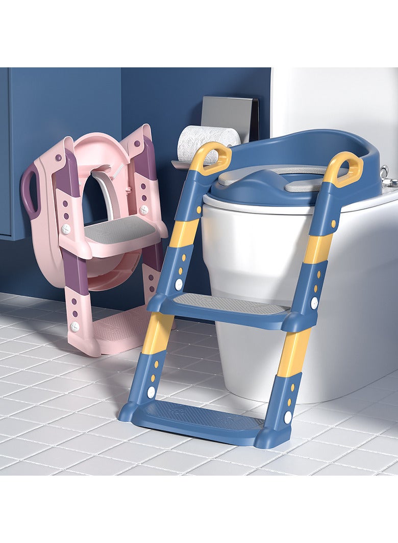 أولودينيز  مقعد تدريب الأطفال على الحمام مع سلم - تصميم قابل للطي، درجات غير قابلة للانزلاق، ومقعد مبطن مريح - Image 1